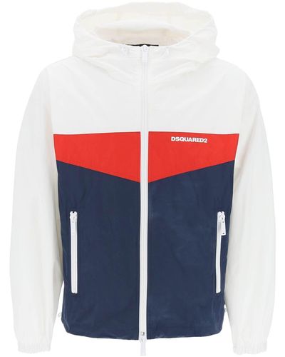 DSquared² Color Block Windbreaker Jacket - White