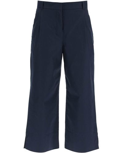 Max Mara 'gatti' Cropped Cotton Pants - Blue