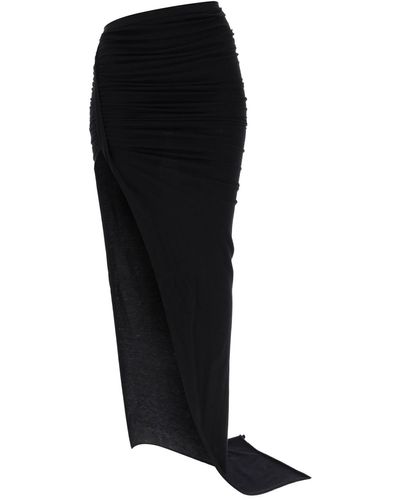 Rick Owens Asymmetric Maxi Skirt In Jersey - Black