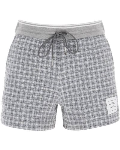 Thom Browne Check Tweed Sweatshorts - Grey