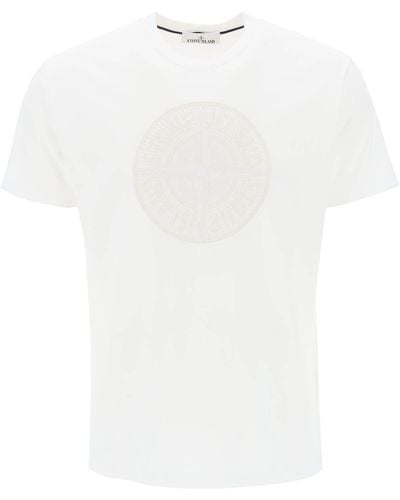 Stone Island T-Shirt With Print On The Chest - White
