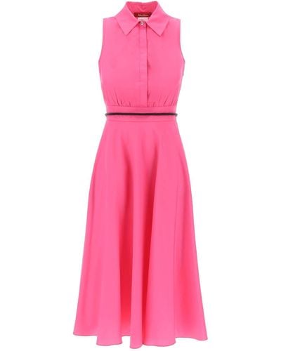 Max Mara Studio "Mid-Length Poplin Polo Dress - Pink