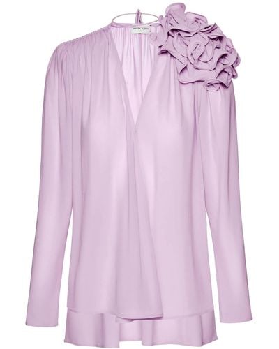 Magda Butrym Jersey Blouse With Fabric Floral Applique - Pink