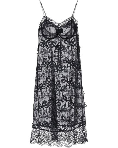 Simone Rocha Embroidered Tulle Slip Dress - Gray