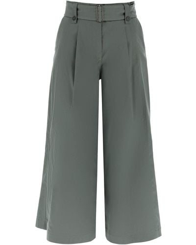 Weekend by Maxmara Cotton Canvas Flared Pants - Gray