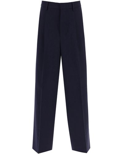 Ami Paris Loose Fit Pants With Straight Cut - Blue