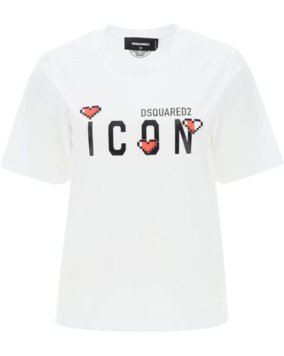 DSquared² T Shirt 'Icon Game Lover' - Bianco