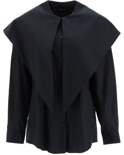 Simone Rocha Oversized Collar Cotton Shirt - Black