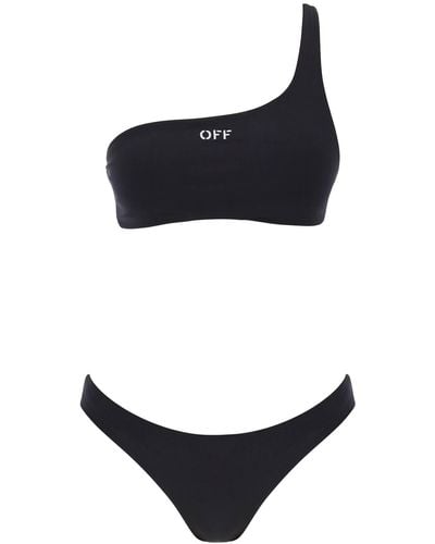 Off-White c/o Virgil Abloh Off- Set Bikini Con Logo Ricamato - Nero
