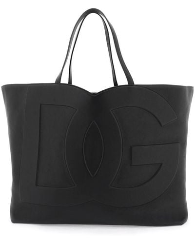 Dolce & Gabbana Large Dg Logo Shopping Bag - Black