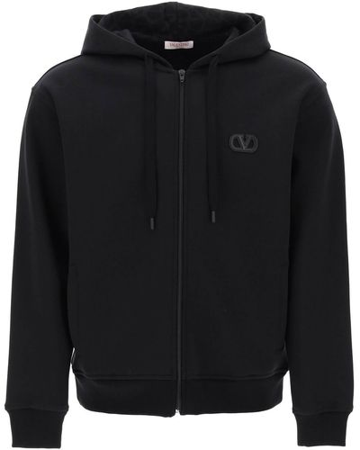 Valentino Garavani Hooded Sweatshirt In Cotton Blend - Black