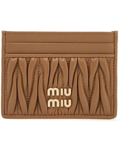 Miu Miu Matelassé Nappa Leather Cardholder - Brown