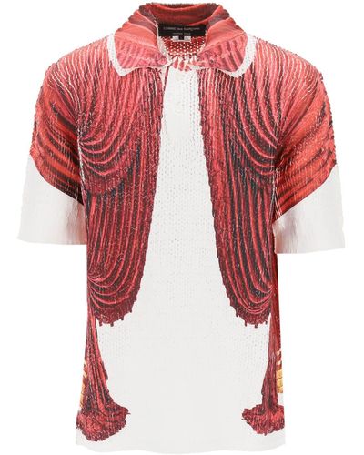 Comme des Garçons Comme Des Garcons Homme Plus Knit Polo Shirt With Theatre Print - Red