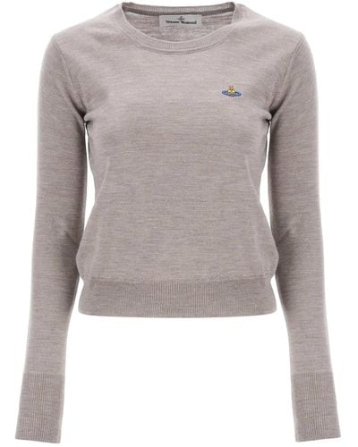 Vivienne Westwood Bea Cardigan With Embroidered Logo - Grey