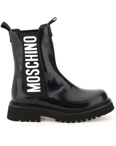 Moschino Logo Combat Boots - Black