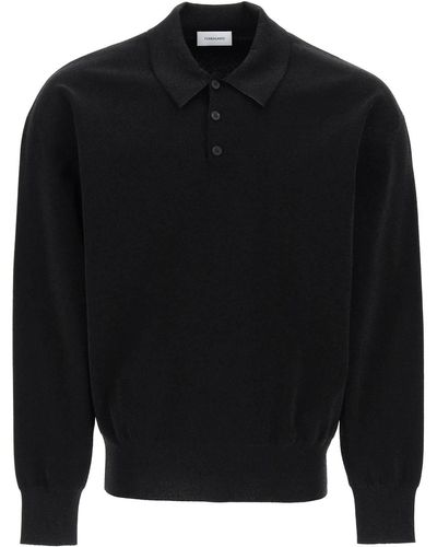 Ferragamo Long Sleeve Lurex Polo Shirt - Black