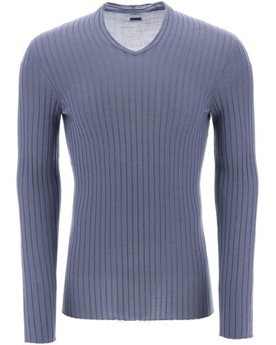 Ferragamo Ribbed-knit Sweater - Blue
