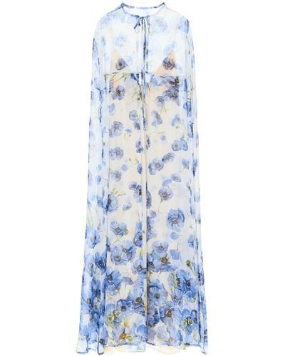 Raquel Diniz 'barbara' Long Dress With Cape - Blue