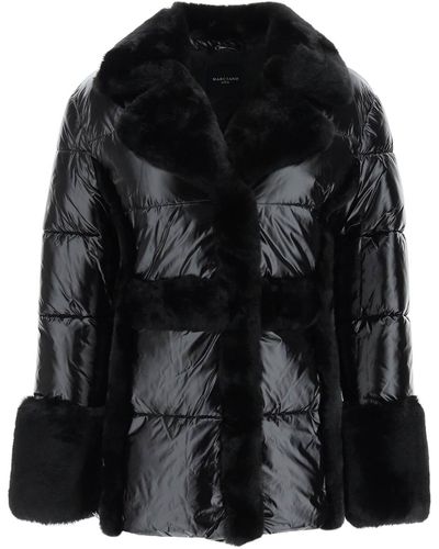 MARCIANO BY GUESS Puffer Jacket With Faux Fur Details - Black