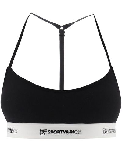 Sporty & Rich Sports Bra With Logo Band - Black