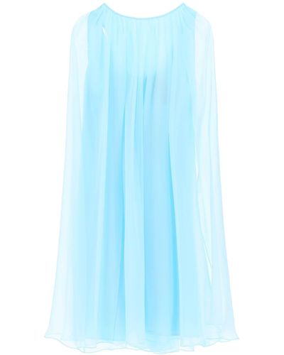 Max Mara Mini Flared Silk Chiffon Dress - Blue