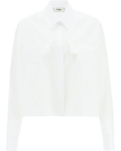 Fendi Cropped Shirt With Ff Baguette Details - White
