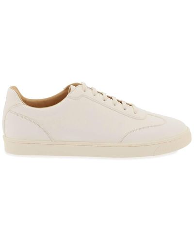 Brunello Cucinelli Hammered Leather Trainers - White