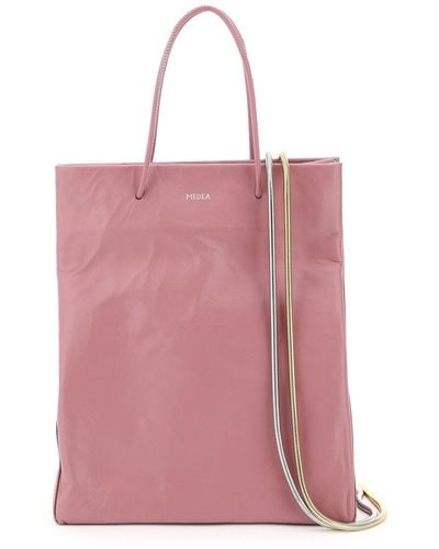 MEDEA Busted Tall Leather Tote - Pink