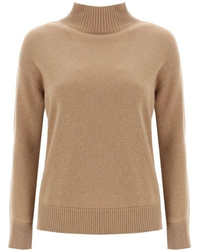 Max Mara 'tahiti' Turtleneck Sweater In Cashmere - Natural