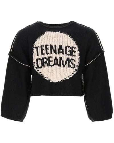 Raf Simons Oversized Jumper With Teenage Dreams Embroidery - Black