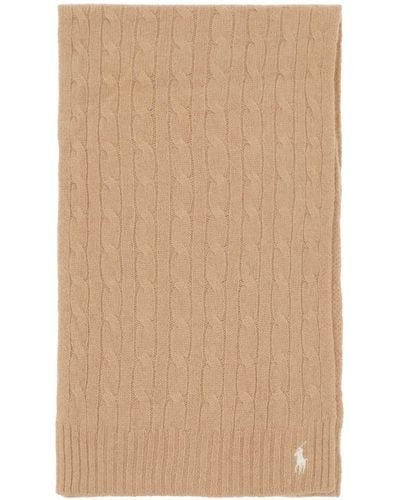 Polo Ralph Lauren Wool And Cashmere Cable Knit Scarf - Natural