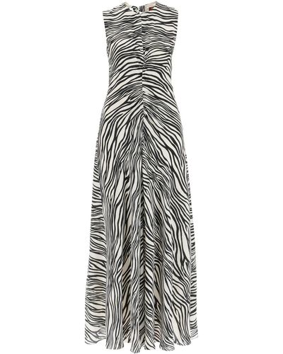 Max Mara Studio Calate Zebra Print Long Dress - Grey