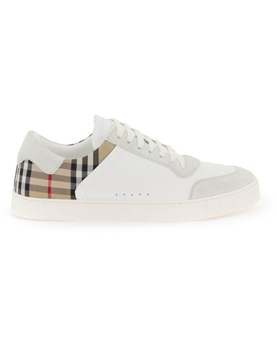 Burberry Men Vintage Check Panelled Sneakers - White