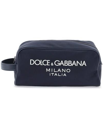 Dolce & Gabbana Beauty Case Con Logo Gommato - Blu