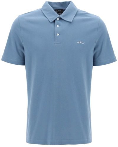 A.P.C. Austin Polo Shirt With Logo Embroidery - Blue