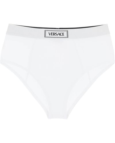 Versace Ribbed Briefs With '90S Logo - White