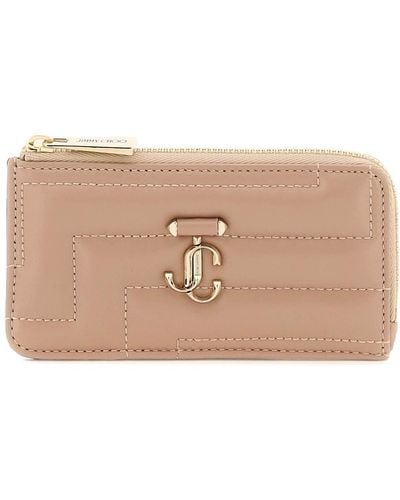 Jimmy Choo Quilted Nappa Leather Zipped Cardholder - Natural