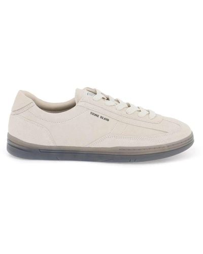 Stone Island Suede Leather Rock Sneakers For - White