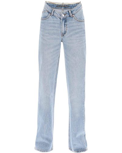 Alexander Wang Asymmetric Waist Jeans With Chain Detail - Blue