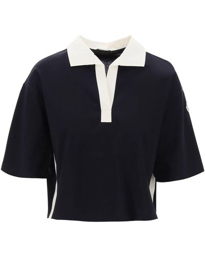 Moncler Polo Shirt With Poplin Inserts - Blue