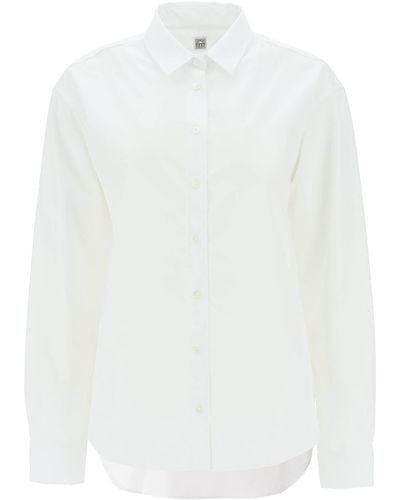 Totême Camicia Oversize In Popeline Organico - Bianco