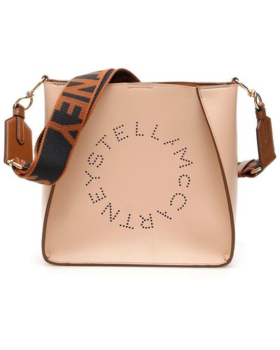 Stella McCartney Stella Perforated Logo Shoulder Bag - Natural