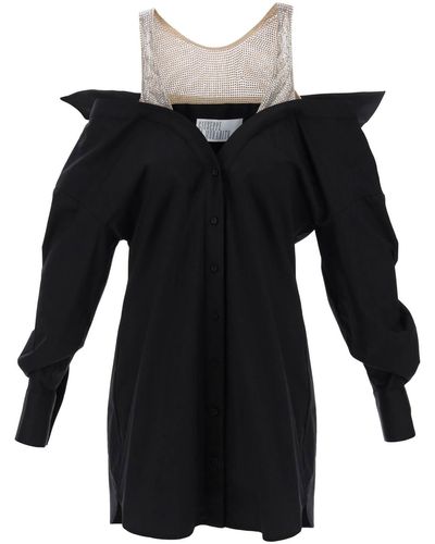 GIUSEPPE DI MORABITO "chemisier Dress With Crystal Insert - Black