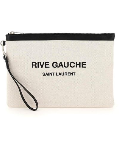 Saint Laurent Rive Gauche Canvas Pouch - White