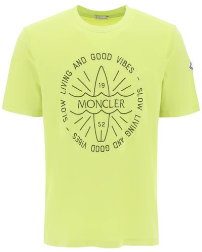 Moncler T-shirt con ricamo logato - Giallo