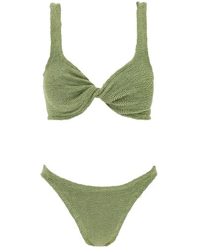 Hunza G Juno Metallic-Effect Bikini Set - Green