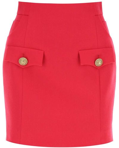 Balmain Grain De Poudre Mini Skirt - Red