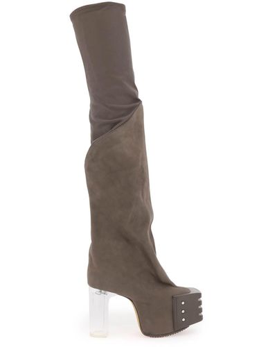 Rick Owens Oblique High Boots With Platform - White