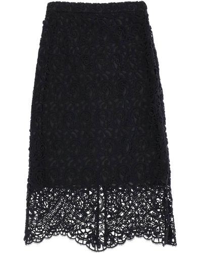 Burberry Macrame Lace Pencil Skirt - Black