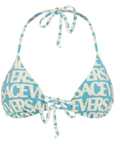 Versace Allover Bikini Top - Blue